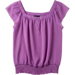 iz Byer California Blouse L Purple Swiss Dot Smocked Boho Romantic Whimsigoth